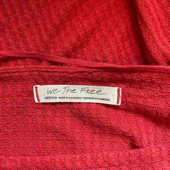We The Free FP North Shore Top Oversized Red Waffle Knit Tunic Medium Women’s - Picture 10 of 12